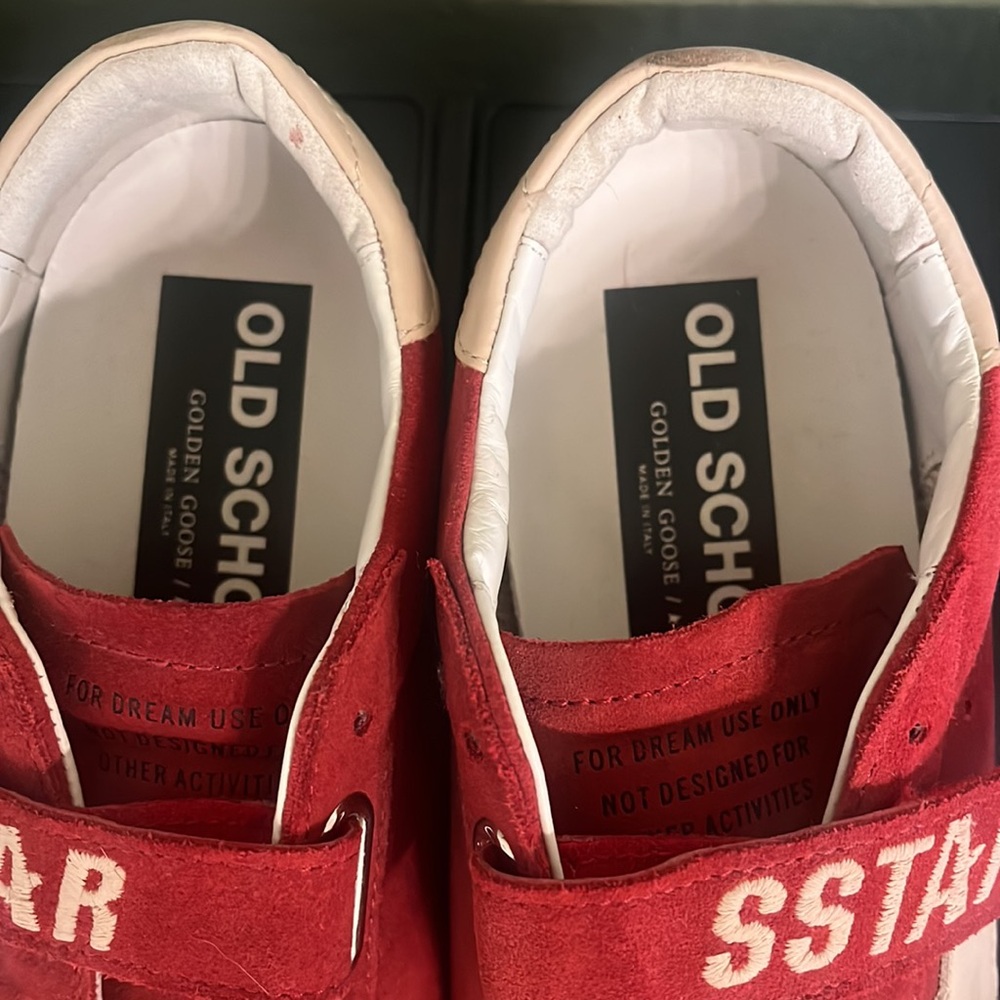 Golden Goose Red Suede Velcro Strap Sneakers - Picture 4 of 5